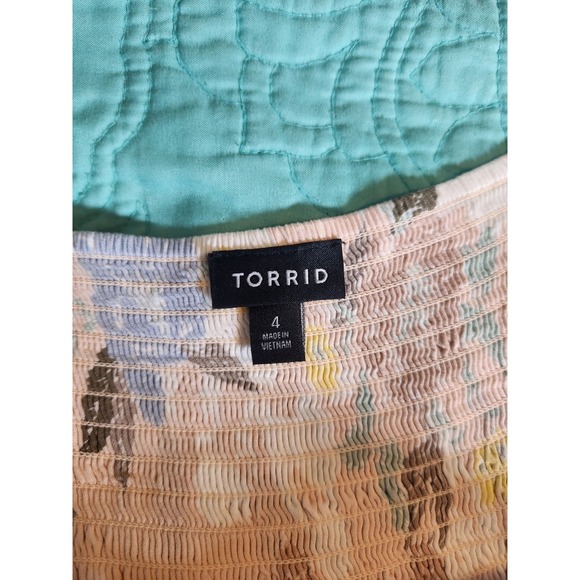 Torrid Sz 4(26/28)Light Pink Floral Print Challis Button Hi-Lo Dress Cottagecore - Picture 3 of 9